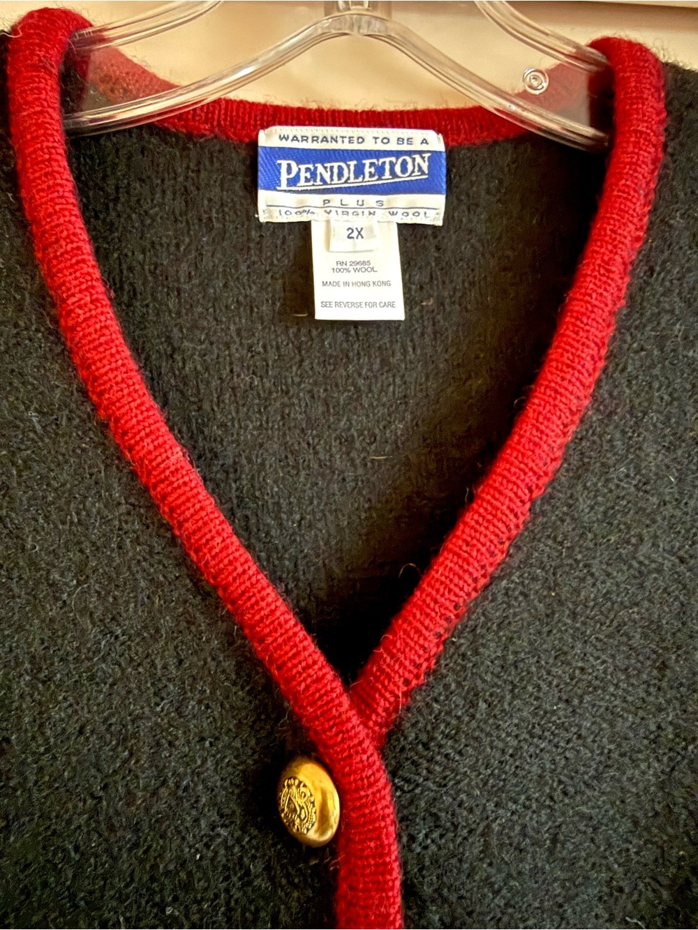 Black Pendleton Cardigan 2x - Picture 3 of 6
